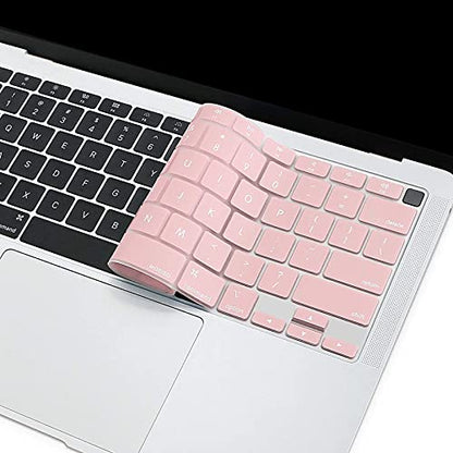 MOSISO Keyboard Cover Compatible with MacBook Air 13 inch 2022 2021 2020 Release A2337 M1 A2179 Retina Display with Touch ID Backlit Magic Keyboard, Waterproof Protective Silicone Skin, Rose Quartz - color: Rose Quartz