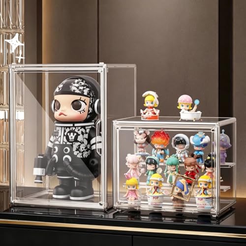 Acrylic Display Case for Collectibles, 3 Layer Figure Display Box with Magnetic Door, Stackable Figurine Display Shelf Box for Figures, for Funko Pop, for Pop Mart (1 pcs) - size: Three floors