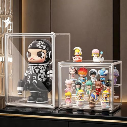 Acrylic Display Case for Collectibles, 3 Layer Figure Display Box with Magnetic Door, Stackable Figurine Display Shelf Box for Figures, for Funko Pop, for Pop Mart (1 pcs) - size: Three floors