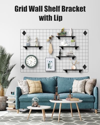 6 Pack GridWall Shelves with Metal Brackets, 16"x 6" Wooden Grid Wall Shelf Heavy Duty Organizer Accessories for Garage Home Visualizer Workbench and Bitchenette - style: 6PACK,16×6inch