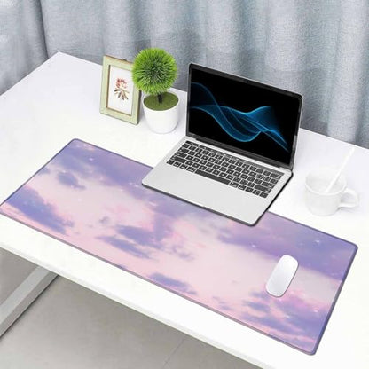 Gaming Mouse Pad, XXL Extended Computer Keyboard Long Mouse Mat, Large Desk Pad for Office Laptop, Non-Slip Rubber Base with Stitched Edge Mousepad, 31.5X15.7 inch Purple Cloud - color: Purple Cloud, size: 31.5L x 15.7W inches