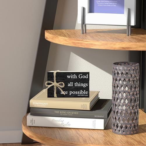 Decorative Books For Home Decor, Christian Table Faux Wood Book Stack Decor, With God All Things Are Possible Bible Stacked Book Decor, Stack Display Books For Nightstand Display, Three Pieces -C(14) - style: with god -01