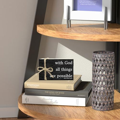 Decorative Books For Home Decor, Christian Table Faux Wood Book Stack Decor, With God All Things Are Possible Bible Stacked Book Decor, Stack Display Books For Nightstand Display, Three Pieces -C(14) - style: with god -01
