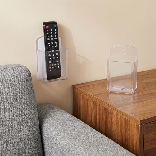 2 PCS Remote Control Holder Wall Mount, TV Remote Control Holder, Self Adhesive Pen Holder Organizers and Accessories for Home Office School (2, Clear) - color: Set of 2-Clear
