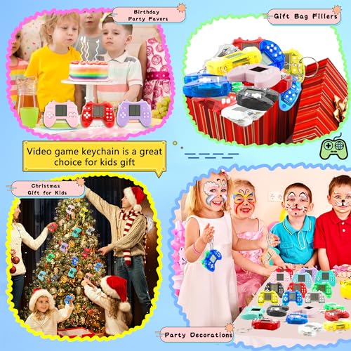 30 Pack Mini Video Game Keychain Small Game Keychains Bulk for Birthday School Party Gifts Goodie Bag Fillers (Color Style 2) - color: Color Style 2