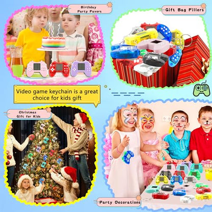 30 Pack Mini Video Game Keychain Small Game Keychains Bulk for Birthday School Party Gifts Goodie Bag Fillers (Color Style 2) - color: Color Style 2