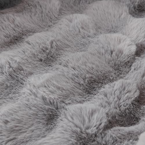 vctops 3 Pieces Faux Rabbit Fur Sofa Armrest Cover for Recliner Chair Non Slip Fluffy Furry Headrest Cover Soft Fuzzy Couch Cover for Dogs Washable Furniture Protector (Mid Grey,1 Seat) - color: Mid Grey