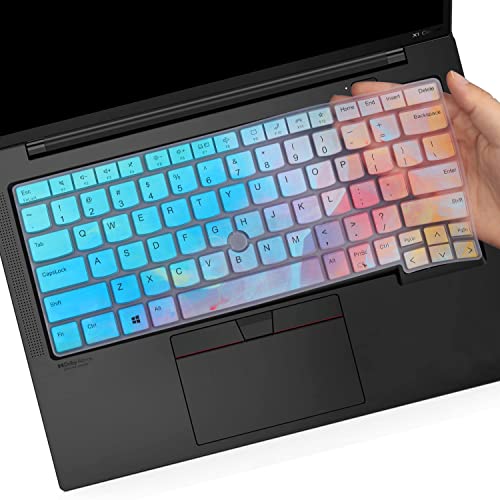 Keyboard Cover for 14" Lenovo Thinkpad E14 Gen 5, Thinkpad T14 T14s L14 P14s Gen 4/3, ThinkPad X1 Yoga Gen 8/7, Thinkpad x1 Carbon Gen 11/10 (Not Fit T14 L14 P14s Gen 2 1)-Colorful - color: Colorful