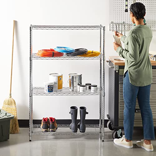 Amazon Basics 4-Shelf Adjustable Heavy Duty Steel Wire Rack Storage Shelving Unit for Kitchen, Garage, Easy Assembly, 350 lbs Per Shelf, 36" x 14" x 54", Chrome Silver - color: Chrome, size: 36" L x 14" W x 54" H, style: 4 -Shelf