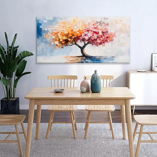 YISXINOAG Modern Canvas Art Tree of Life Wall Art Large Abstract Wall Art for Living Room Home Decorations Tree Paintings Prints Modern Canvas Wall Decor for Bedroom Abstract Artwork Size 29"X58" - color: orange Pink, size: 58"L x 29"W