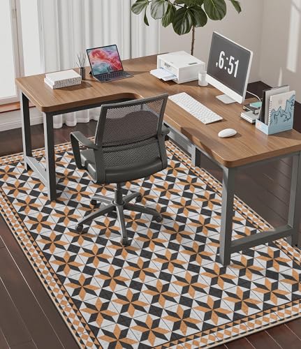 chakme Office Chair Mat for Hardwood Floor, 60"x45" Easy Glide Computer Desk Mat Protector for Rolling Chair Under Desk Rug Nonslip Backing, Machine Wash, (Plaid) - color: Brown Gray Plaid, size: 45"x60"