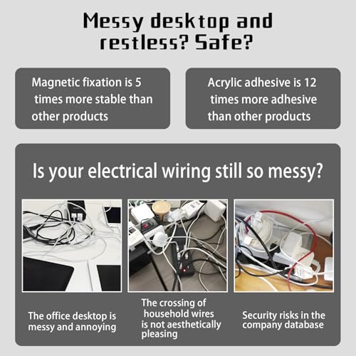 Magnetic Cable Organizer Set, 6 Pcs Easy Adhesion Desk & Wall Mount Holders for Mobile Phones and USB Cables, Perfect for Office, Kitchen, Car, and Bedside Use (Colour Mixture)