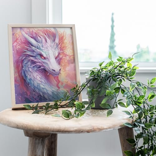 Fantasy Dragon Wall Art - Science fiction Mythical Creatures - Video game Room Wall Decor - Pink White Gamer Girl Room Decor - Sci Fi Wall Art Gaming Art Print - Dragon Art playroom Decor - Dragon Poster