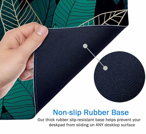 Large Gaming Mouse Pad with Stitched Edges, Desk Mat Extended Keyboard Pad, Non-Slip Rubber Base Desk Pad for Laptop, Office, Home, 31.5X15.7 inch Tropical Leaves - color: Tropical Leaves, size: 31.5L x 15.7W inches