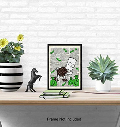 Graffiti Wall Art of Louis Vuitton - Bart Simpson Poster - Banksy Wall Artwork Set - LV Decor - Money Decorations Decor - Urban Decoration - Funny Street Art Mural for Alec Fans