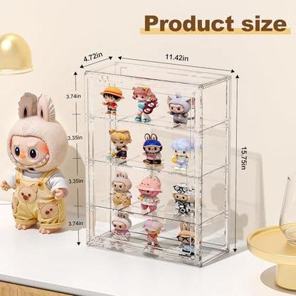 BOHOIDEE 4 Tiers Clear Display Case for Figures, Acrylic Storage Organizers Box with Magnetic Door, Wall-Mounted Dustproof Showcase for Collectibles Action Figure(1PACK, Wall-Mounted Extra Large) - size: Wall-Mounted Extra Large