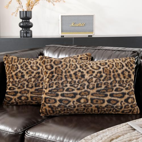 SYSLOON Cheetah Print Throw Pillow Covers 20x12 Inch Set of 2, Leopard Print Decorative Pillow Covers Home Decor for Living Room Sofa & Bed,Light Brown Leopard-3 - color: Light Brown Leopard-3, size: 20" x 12" (Pack of 2)