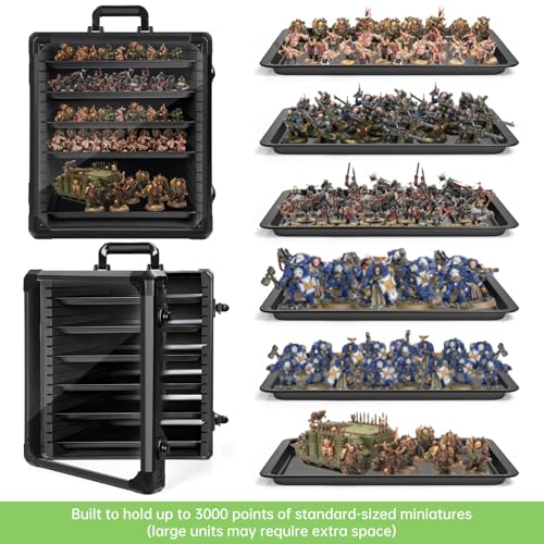 Miniatures Storage Case Miniatures Transport Case Aluminum Alloy Frame with Lock (X-Large Size) - size: X-Large
