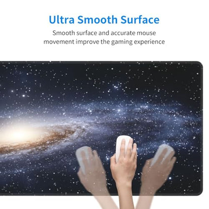 Galaxy Gaming Mouse Pad, Space Universe Starry Nebula Large Extended Desk Mat 11.8X 31.5 inches with Non-Slip Base & Stitched Edges, Waterproof Desk Mat for Office, Home, Laptop, Computer Keyboard - color: Galaxy_07