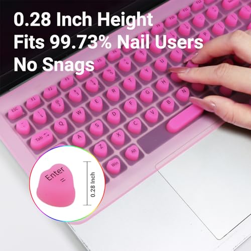 Long Nail Keyboard Stickers & Cover for Long Nails - 119 Keys Set, Fits 15-17 Inch Laptops, Portable Plastic Storage Case, Ideal Gift (Black) - color: Dark