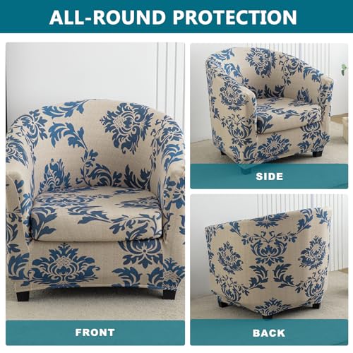 KRFOONN Club Chair Slipcover 2 Piece Stretch Printed Round Barrel Chair Covers Removable Tub Chair Slipcover with Elastic Bottom Chair Coverings Furniture Protector Cover for Living Room, B13 - color: Colorb13