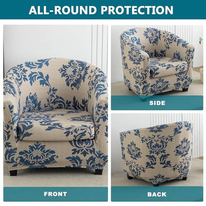 KRFOONN Club Chair Slipcover 2 Piece Stretch Printed Round Barrel Chair Covers Removable Tub Chair Slipcover with Elastic Bottom Chair Coverings Furniture Protector Cover for Living Room, B13 - color: Colorb13