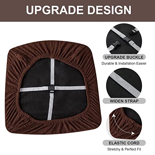 Genina Waterproof Chair Seat Covers Dining Room Chair Covers Stretch Seat Cover for Dinning Room Chair Protector Slipcovers for Kitchen, Hotel (2, Pattern1-Chocolate) - color: Pattern1-chocolate