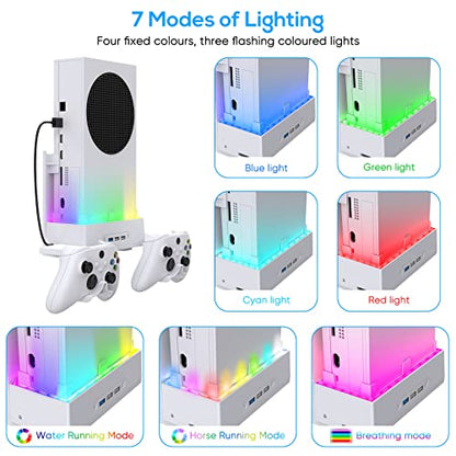 Wall Mount for Xbox Series S, MENEEA Wall Mount Kit Accessories with Adjustable Cooling Fan, RGB LED Light Strip, USB Port, Controller Hook, Secure Fit for Xbox Series S Consoles | White