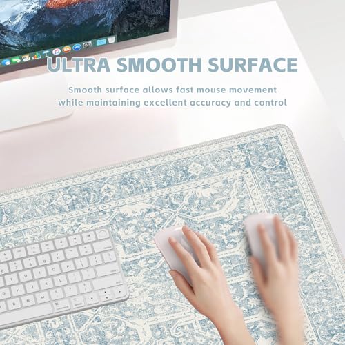 Baziabbo Blue Desk Mat,XXL Extended Large Mouse Pad,Gaming Mousepad with Stitched Edge,Non-Slip Rubber Base Keyboard Desk Pad for Home Office Study Game (Blue-B) - color: Blue-B