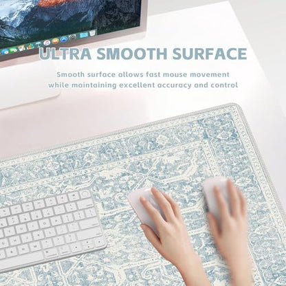 Baziabbo Blue Desk Mat,XXL Extended Large Mouse Pad,Gaming Mousepad with Stitched Edge,Non-Slip Rubber Base Keyboard Desk Pad for Home Office Study Game (Blue-B) - color: Blue-b