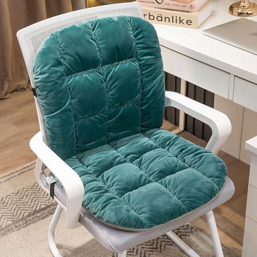 Desk Chair Cushion Non-Slip Rocking Seat Cushion Office Chair Pad Dorm Seat Cushion with High Back Support Soft Seat Pad with Ties for Office Car Home Dining Room Kitchen - color: Dark Green