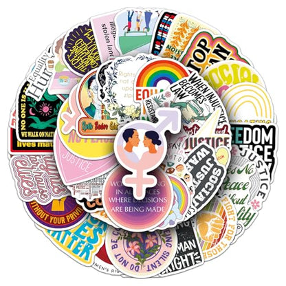 Social Justice Sticker for Black Rights Women's Rights,Equality Activism Water Bottle Stickers for Scrapbook Laptop Journal Envelope Skateboard Phone, Social Worker Vinyl Decals Bulk Pack (50Pcs) - style: Social Justice