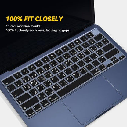 Arabic Silicone Keyboard Cover Skin Compatible with 2026 13 inch Apple MacBook Neo 13 A3404 with A18 Pro Chip, MacBook Neo 13-inch Laptop Arabic Language Keyboard Protector - Black - color: Black-Arabic, size: MacBook Neo 13" 2026+