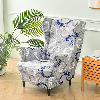 KRFOONN Wingback Chair Covers Slipcovers 2 Piece Stretch Wing Chair Covers Spandex Slipcovers Wingback Sofa Covers Armchair Covers Non-Slip Furniture Protector for Living Room Wingback Chairs, A17 - color: A17