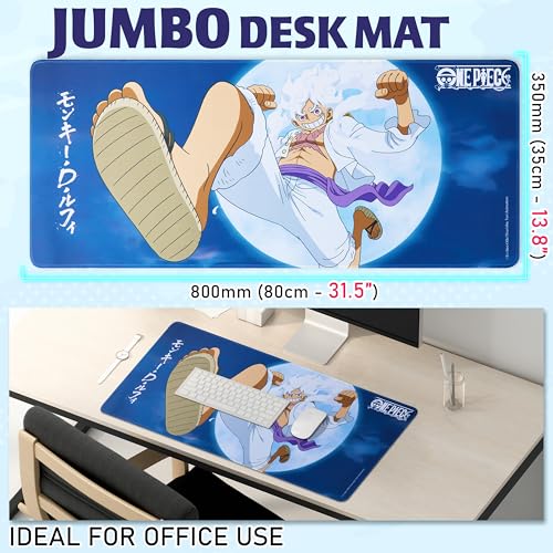 One Piece Gaming Desk Mat for Teens, Adults, 31.5 x 13.8” Non-Slip Surface, Anime Mouse Pad, Desk Decor, Gaming Mousepad, Gifts for Gamers (Blue One Piece) - color: Blue One Piece