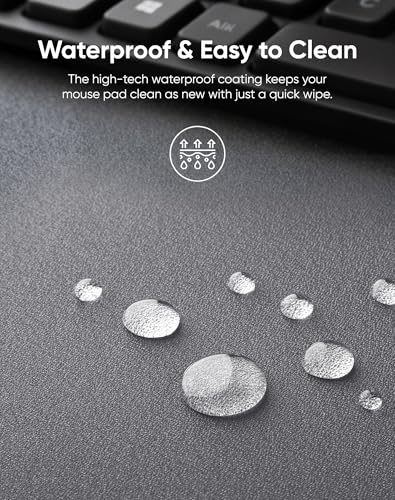 Reniteco Waterproof Large Gaming Mouse Pad with Durable Stitched Edges, Non-Slip Rubber Base, Grainy Jacquard Mouse Mat Desk Pad for Home Office Gaming, 27.6"x11.8"x0.12", Matte Gray - color: Matte Gray, size: 27.6''x11.8''x0.12"