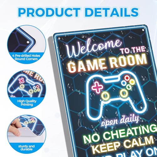 Game Room Neon Wall Art Decor for Boys-Cool Video Game Themed Sign,Gaming Poster for Teen Boy Bedroom, Gamer Gift for Son, Friends, Game Lover（11 * 8inches，Rope Included）
