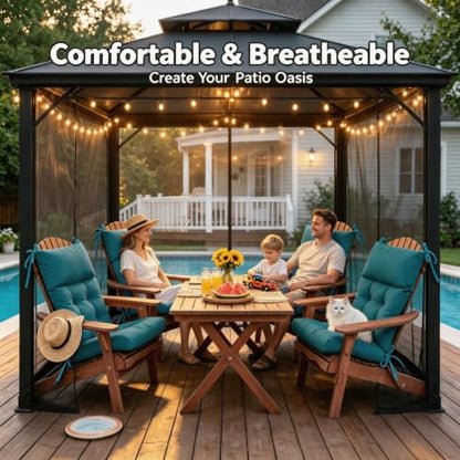 QILLOWAY Outdoor Rocking Chair Cushions Set of 2, 100% Polyester Waterproof Patio Rocking Chair Cushion, High Back Weatherproof Chair Pad for Adirondack & Outdoor Furniture, Peacock Blue - color: Peacock Blue