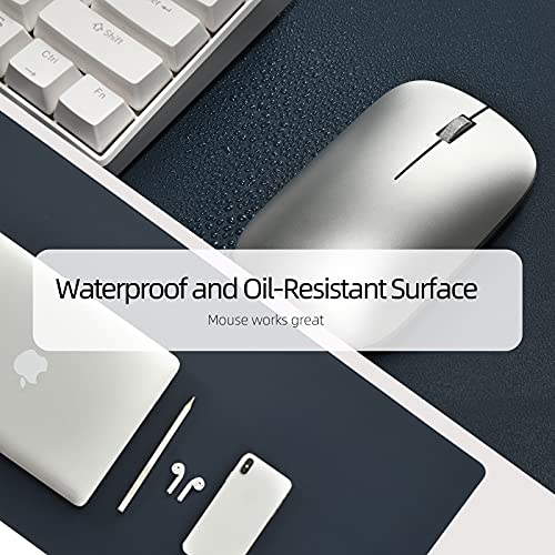 Wolaile PU Leather Desk Pad Blotter,Navy Waterproof Office Desktop Mat for Men,36x17in Non-Slip Large Mouse Pad/Writing Protector/Desk Accessories - color: Navy Blue