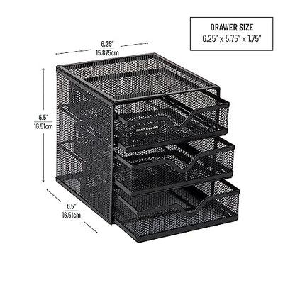 Mind Reader Desktop Accessory Storage, Desk Supplies, Organizer, Office, Metal Mesh, 6.25" L x 6.5" W x 6.5" H, Black (Pack of 4) - size: 6.25"L x 6.5"W x 6.5"H (Pack of 4)