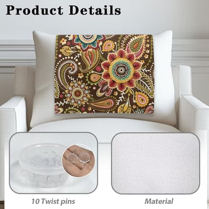 Flower Recliner Headrest Cover Brown Headrest Covers for Recliners Easy to Install Couch Head Rest Covers Pet Scratch Resistant Sofa Head Protector 2 Pcs - color: Flower