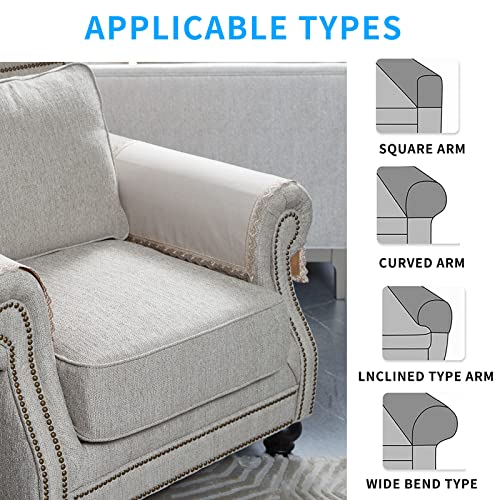 MINJIATEX Couch arm Covers,Non-Slip lace Sofa arm Covers Set of 2 Washable Sofa armrests Covers for Living Room Recliner Chair arm Cover Protectors for Leather Sofa armrest slipcover (MYS-Beige) - color: Mys-beige