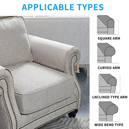 MINJIATEX Couch arm Covers,Non-Slip lace Sofa arm Covers Set of 2 Washable Sofa armrests Covers for Living Room Recliner Chair arm Cover Protectors for Leather Sofa armrest slipcover (MYS-Beige) - color: Mys-beige