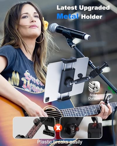 Kolasels Metal iPad Holder for Mic Stand [Ultra-Durable] Tablet Holder Mount for Microphone Stand, Mic Music Stand with Universal Tablet Clamp Mount for 4.7-13" Tablets and Cell Phones : Electronics
