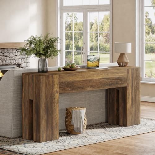 Tribesigns 71-Inch Long Console Table for Entryway, Farmhouse Sofa Console Behind Couch, Entry Table for Hallway, Foyer, Living Room, Brown - color: Brown