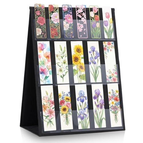 Faccito Bookmark Display Stand, Double Sided Portable Holder for Bookmarks, Black Desktop Display Rack for Retail Store, Booth, Craft Shows Fair, Library, No Assembly Required - color: Black, style: 2 Sides