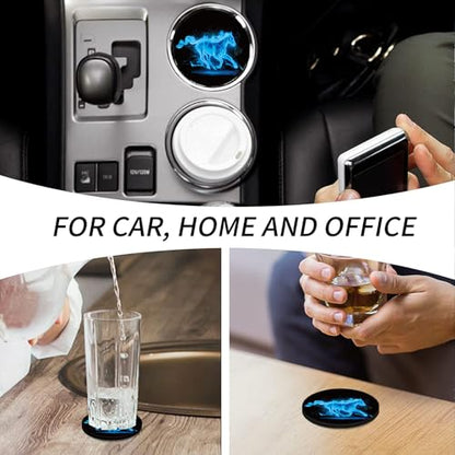 2-Pack 2.75" Silicone Car Cup Holder Coaster Insert, Non-Slip Car Coasters, Universal Fit for Car SUV Truck Auto, Easy to Clean Cup Pad (Blue-Horse) - color: Blue-horse