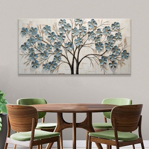 YISXINOAG Flower Wall Decor Modern Canvas Wall Art Large Tree of Life Wall Art for Living Room Modern Home Decor Flower Paintings Pictures for Bedroom Ready to Hang Canvas Artwork Size 29"X58" - color: grey green, size: 58"L x 29"W