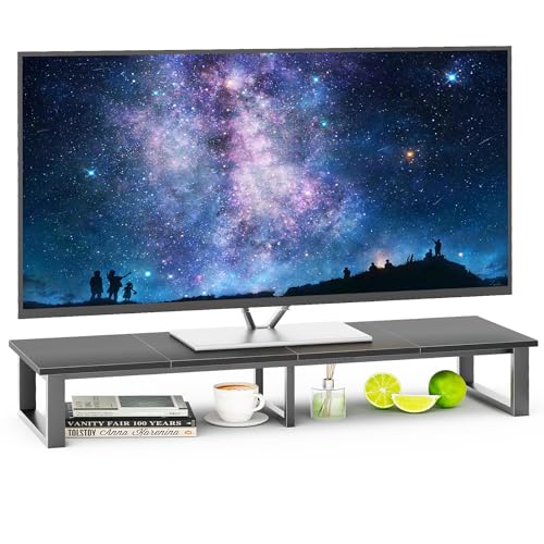 aboxoo 45" TV Riser for 32-60 inch TV, TV Riser Stand Shelf, Tabletop TV Stand Riser, Computer Monitor Table for Home Living Room, Study Office (Black) - color: Black, size: 45 inch