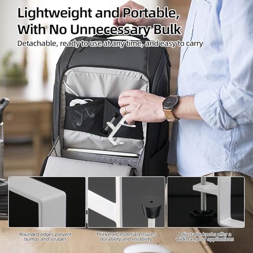 Desk Mount Bag Holder Hook Clamp,On Backpack Hanger Portable Desk Mount Headphones Holder for Reduce Desk Clutter Table Desk Table Hanging Storage (4 Pcs-Double Hook White) - color: 4 Pcs-Double Hook White